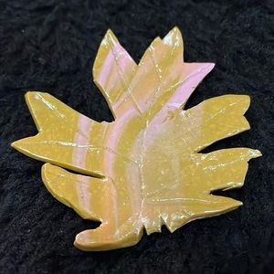 Tan and Pink ONE of a Kind Rare Unique One of a Kind Handmade Leaf Brooch